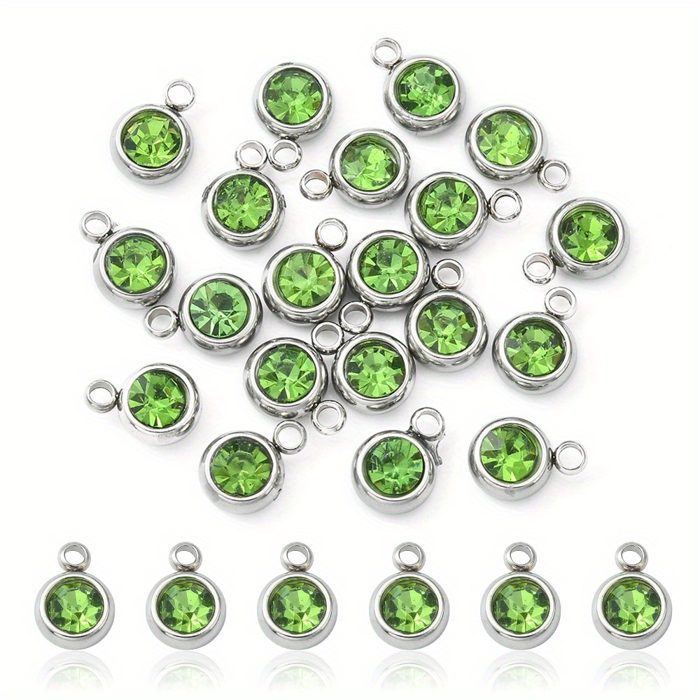20pcs Red Rhinestone Decor Flat Round Pendants for Jewelry Making